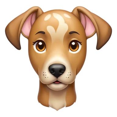 Cinematic Cute Fawn Great Dane Portrait Emoji, Head tilted playfully and inquisitively, showcasing a glossy fawn Fur with a subtle luster, round, sparkling amber eyes filled with curiosity, Simplified yet irresistibly adorable features, highly detailed, glowing with a warm, friendly glow, high shine, affectionate and gentle, stylized with a touch of whimsy, bright and endearing, soft glowing outline, capturing the essence of a mischievous yet loving pup, so playful it feels like it could lumber out of the screen and into your arms! sticker