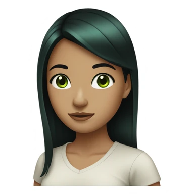 A girl whit straight black hair whit green dark eyes  sticker