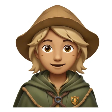 Clash of Clans aesthetic Playful Ranger Portrait Emoji, Head tilted with a friendly, mischievous smile and bright, curious eyes, featuring a compact, nimble build outfitted in rugged, earthy gear and a stylish cloak, his natural skin tone adding authenticity, Simplified yet irresistibly charming features, highly detailed, glowing with a warm, inviting forest glow, high shine, spirited and lively, stylized with an air of whimsical woodland adventure, soft glowing outline, capturing the essence of a playful ranger exuding friendly natural charm! sticker