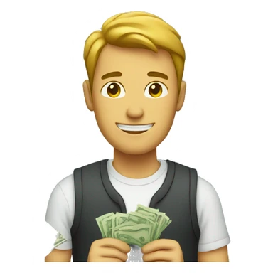 guy holding money sticker