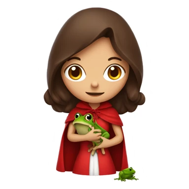 little red riding hood brunette holding a frog in her hands sticker