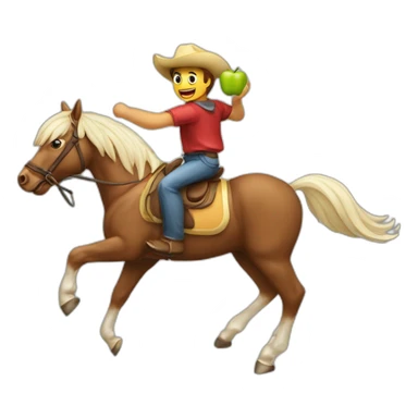 Caballo volando con manzana en la boca sticker