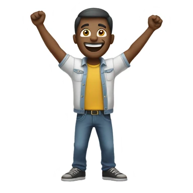 a happy man with arms up sticker