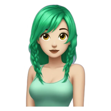 egirl twitch green hair sticker