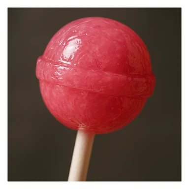 pink lollipop, realistic lighting and texture, macro photography look, glossy candy realism sticker