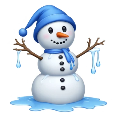 melting snowman with blue hat full body sticker