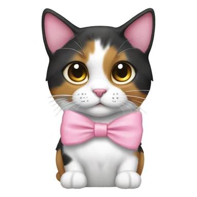 calico cat with pink bow sticker