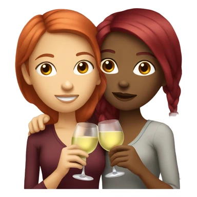 Two girls whit light skin and one red and one bordeaux hair drinking white wine sticker