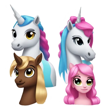 Four unicorns with power puff girls powers sticker