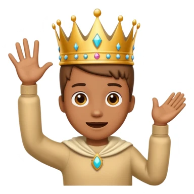 playful mascot character representing grandingo with a crown and grand gesture sticker