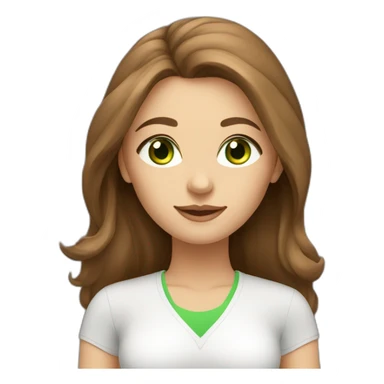 brown long hair yoga teacher feminine green eyes sticker