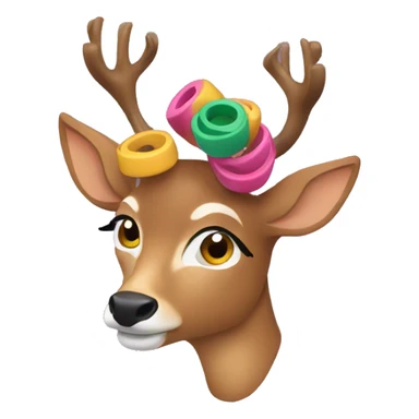 
deer with curlers sticker