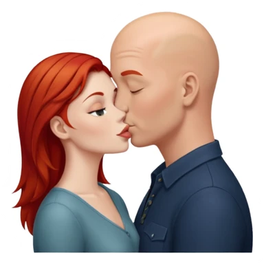 Red hair girl kiss bald Guy  sticker