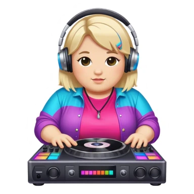 blond chubby dj in colorful outfit sticker