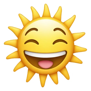 Emoji showing a feeling of joy, eyes resembling the sun, a smiling face. sticker