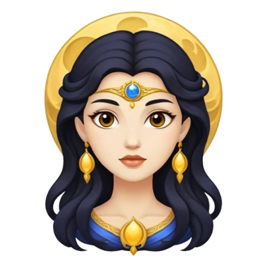 Moon goddess dark hair light skin  sticker