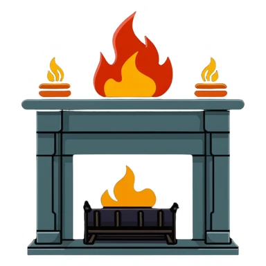 fireplace with warm flames for home heating sticker