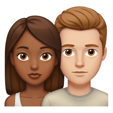 Black woman white man brown hair sticker