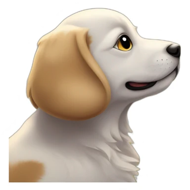 a puppy looking up to the sun sticker