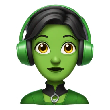 The wicked witch wearing green headphones sticker