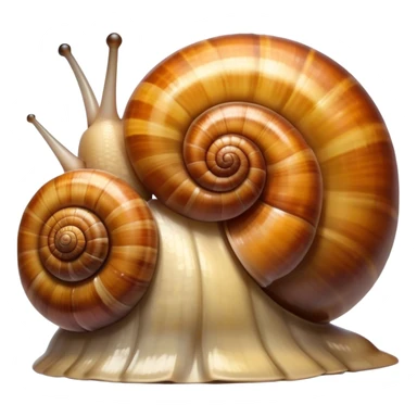 Close-up of large home snails through a terrarium glass, showcasing their soft, spiral shells and glistening bodies, with a gentle light highlighting their details. Transparent background. sticker
