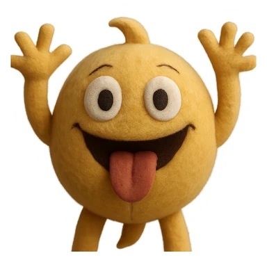 Make this crazy emoji more human with realistic skin texture, human-like eyes and mouth, keep the wild expression, 3D plush portrait style, front facing, transparent background. sticker