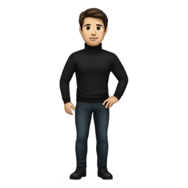 male dark brown haired designer with black turtleneck sticker