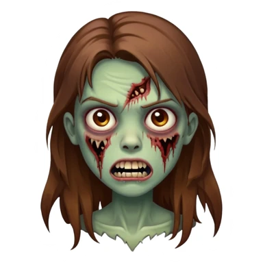 Girl zombie with brown long hair with teeth and serious face  sticker