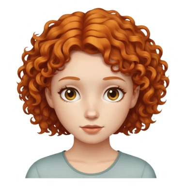 girl with short ginger hair curly sticker