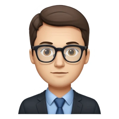 a man in his early 30s wearing glasses for a tech company sticker