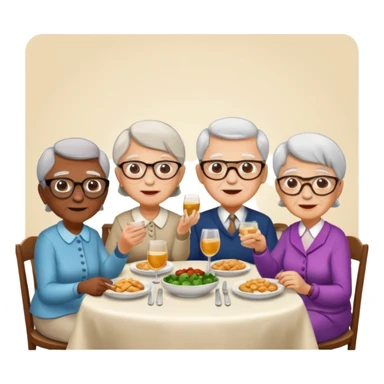 4 elderly people having dinner sticker