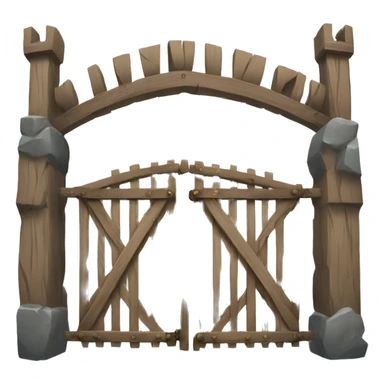 wooden medieval castle gate sticker