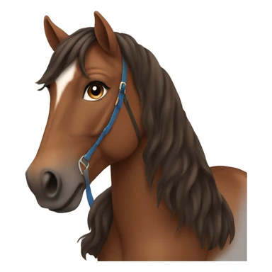 girl with long brown hair and blue eyes on a horse sticker