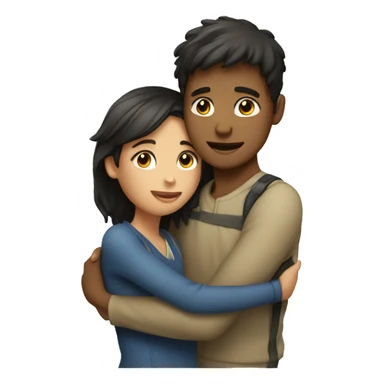 a girl hugging a boy sticker