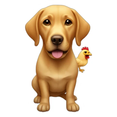 Labrador with a chicken over his head sticker