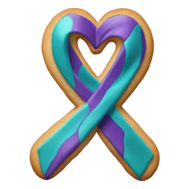 Purple teal Suicide awareness ribbon, heart cookie sticker