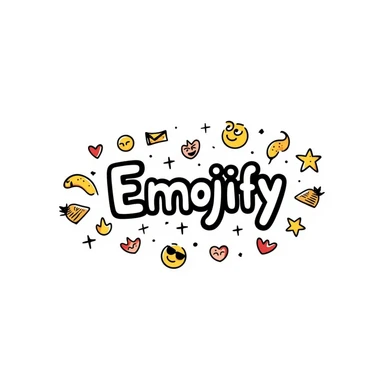 creative 'emojify' logo, hand-drawn style, colorful emoji elements surrounding the text, whimsical and artistic, conveys transformation and creativity sticker