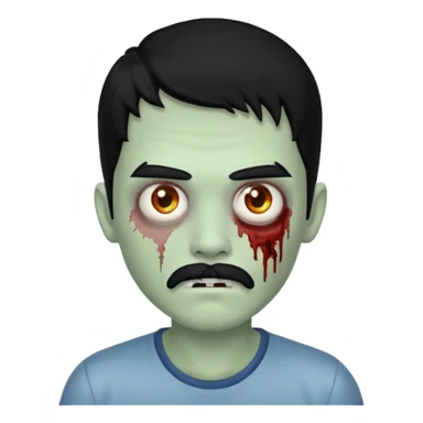 young zombie with black hair and white mustache sticker