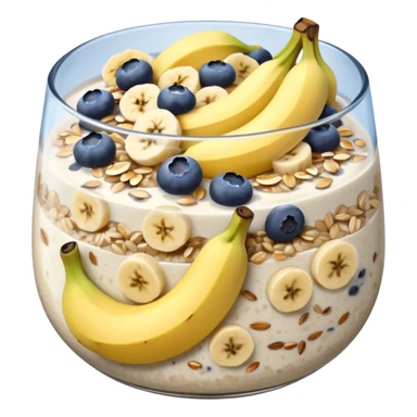 Overnight oats with banana slices,blueberries, honey, sky, chiaseeds sticker