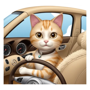 Cat driving in mercedes sticker