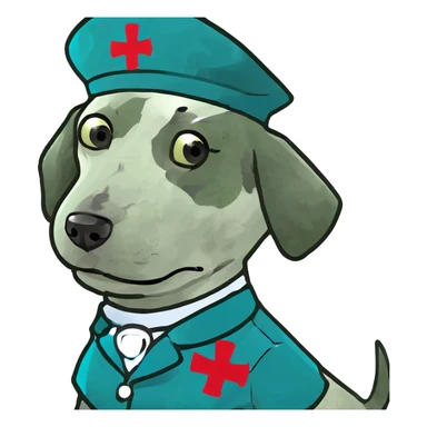 A good boy ( a dog) that is also a nurse/hospital worker  sticker