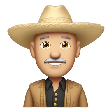 Create a Disney-style cartoon character: a 45-year-old man with a friendly, charismatic look. He wears a traditional sombrero, has a well-groomed white beard, and is bald. His design should capture the charm of classic Disney characters sticker