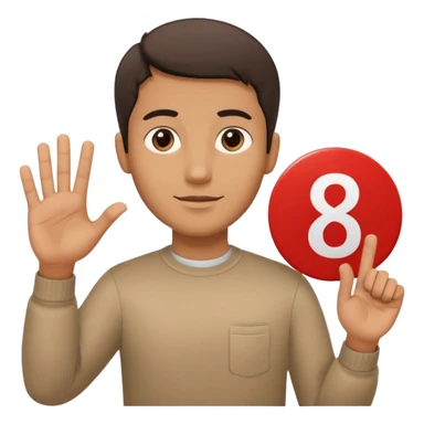 Un bonhomme tenant une pancarte avec le numéro 6 dans la main gauche et une pancarte avec le numéro 7 dans la main droite  sticker