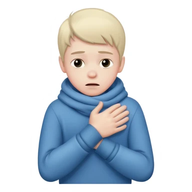 boy shivering in the cold rubbing his arms  sticker