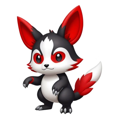Cute cool black red white animal hybrid Fakemon full body sticker