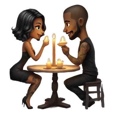 romantic candle light dinner for beautiful tattooed couple sticker