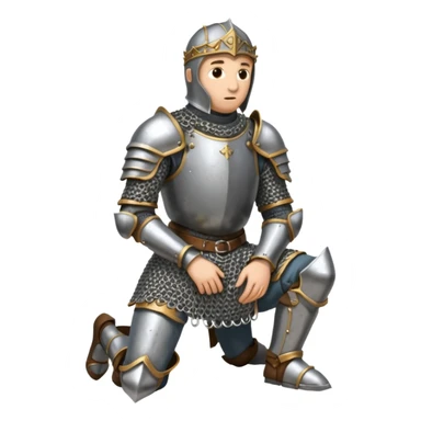 a kneeling knight looking to the ground sticker