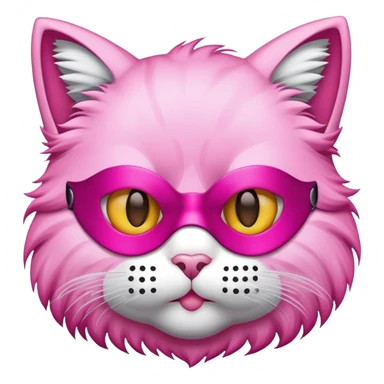 Emoji cat with pink fur and with mask sticker