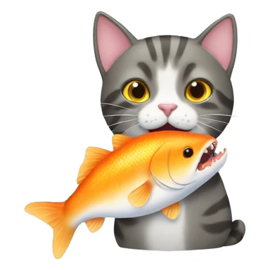 cat eating a fish  sticker