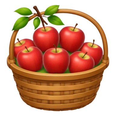 cozy basket of apples after apple picking ghibli style png sticker